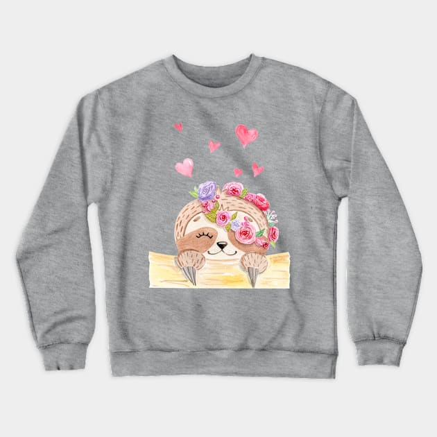 cute sloth Crewneck Sweatshirt by DreamLoudArt